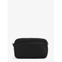 Nylon clutch bag with iconic logo embroidery