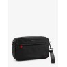 Nylon clutch bag with iconic logo embroidery