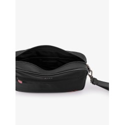 Nylon clutch bag with iconic logo embroidery