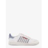 Low-top leather sneakers with denim profiles