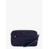 Nylon clutch bag with iconic logo embroidery