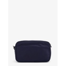 Nylon clutch bag with iconic logo embroidery