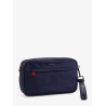 Nylon clutch bag with iconic logo embroidery