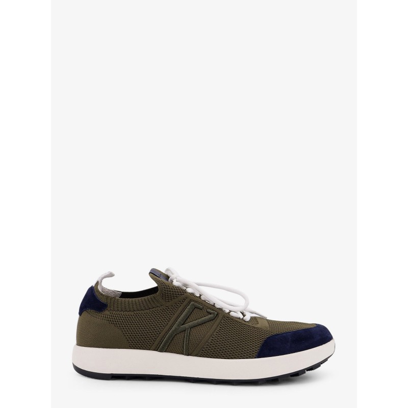 Low-top mesh sneakers with suede profiles