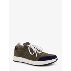 Low-top mesh sneakers with suede profiles