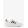 Low-top leather sneakers with check inserts