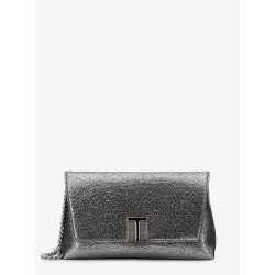 Laminated pochette with chain shoulder strap