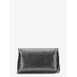 Laminated pochette with chain shoulder strap
