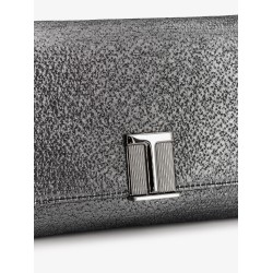 Laminated pochette with chain shoulder strap