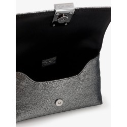 Laminated pochette with chain shoulder strap