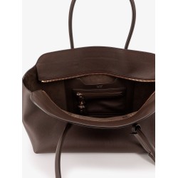 Leather shoulder bag with logo