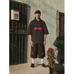 Technical fabric polo shirt with mesh inserts Adidas for Willy Chavarria