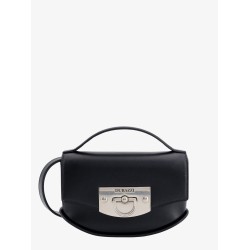 Leather handbag with engraved logo