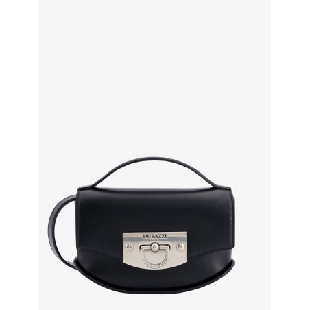 Leather handbag with engraved logo