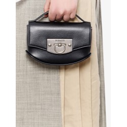 Leather handbag with engraved logo