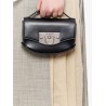 Leather handbag with engraved logo