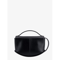 Leather handbag with engraved logo