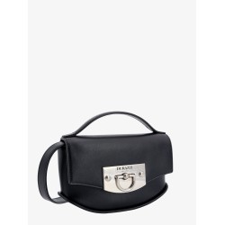 Leather handbag with engraved logo