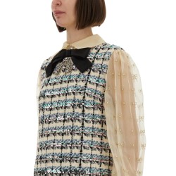 EMBROIDERED TWEED DRESS
