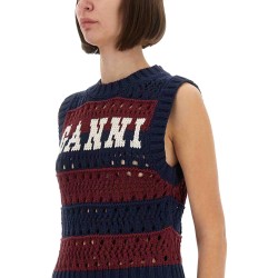 STRIPED VEST WITH LOGO