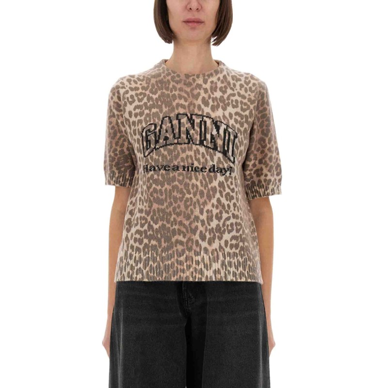LEOPARD WOOL T-SHIRT
