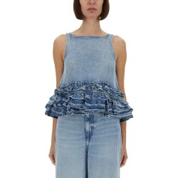 DENIM RUFFLE TOP