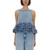 DENIM RUFFLE TOP