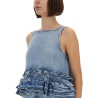 DENIM RUFFLE TOP