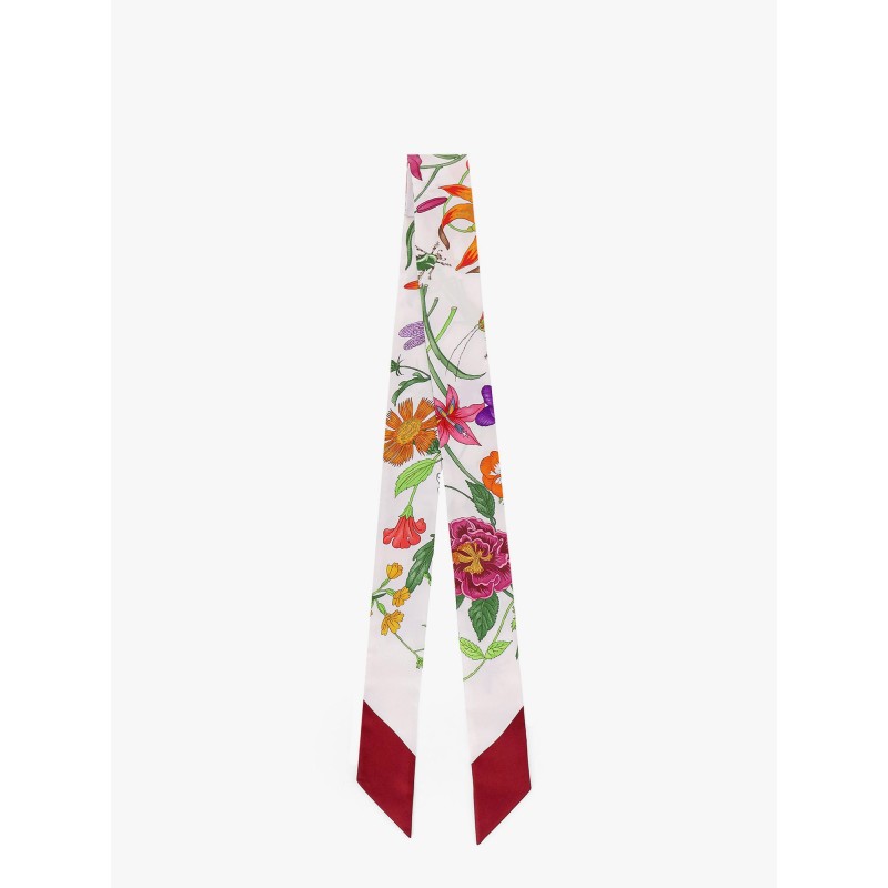 Gucci Flora Printed silk twill neck bow