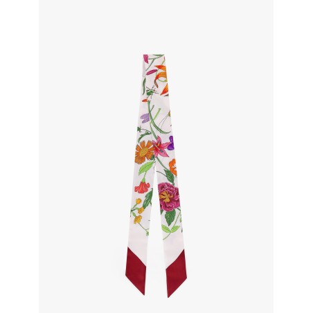 Gucci Flora Printed silk twill neck bow