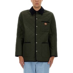 QUILTED SHIRT JACKET WITH "VLOGO" PATCH