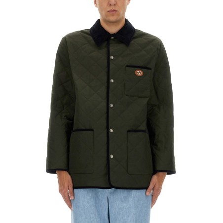 QUILTED SHIRT JACKET WITH "VLOGO" PATCH