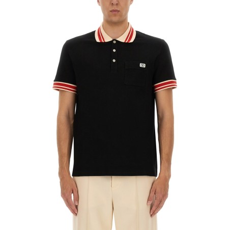 COTTON PIQUE POLO SHIRT WITH "VLOGO" PATCH