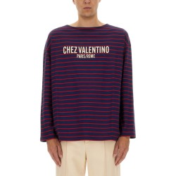 LONG SLEEVE T-SHIRT WITH "CHEZ VALENTINO" PRINT