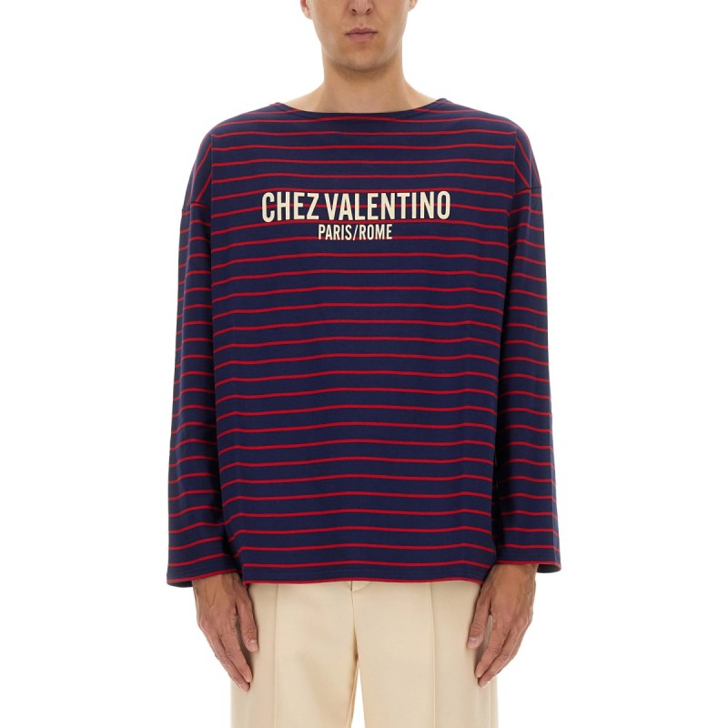 LONG SLEEVE T-SHIRT WITH "CHEZ VALENTINO" PRINT LONG SLEEVE T-SHIRT WITH "CHEZ VALENTINO" PRINT