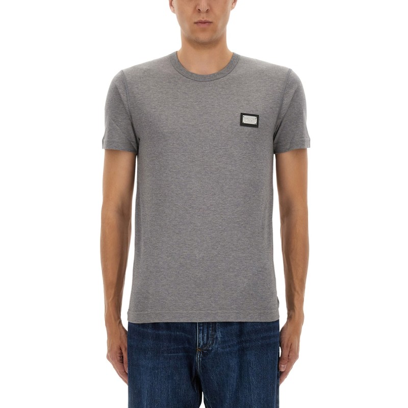 COTTON T-SHIRT WITH LOGO PLAQUE