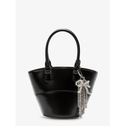 Leather shoulder bag with charms