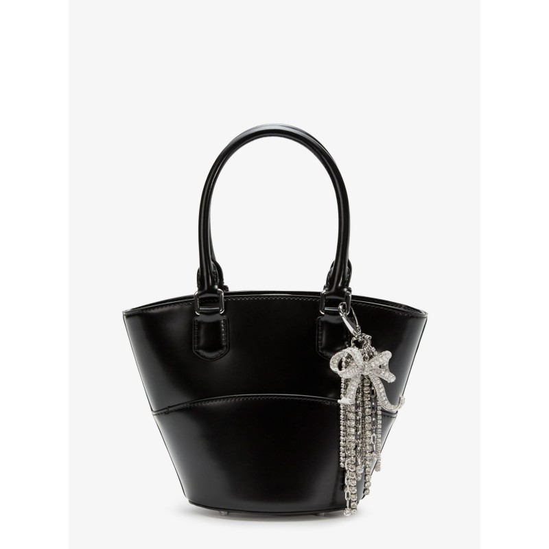 Leather shoulder bag with charms