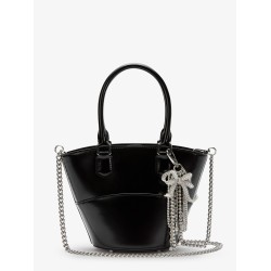 Leather shoulder bag with charms