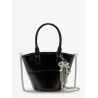 Leather shoulder bag with charms