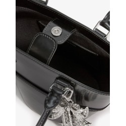Leather shoulder bag with charms