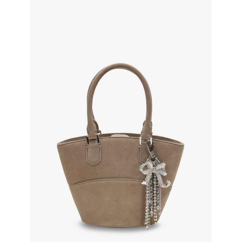 Suede shoulder bag with charms
