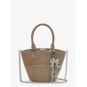 Suede shoulder bag with charms