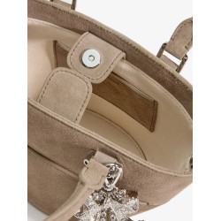 Suede shoulder bag with charms