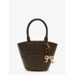 Leather shoulder bag with iconic charm