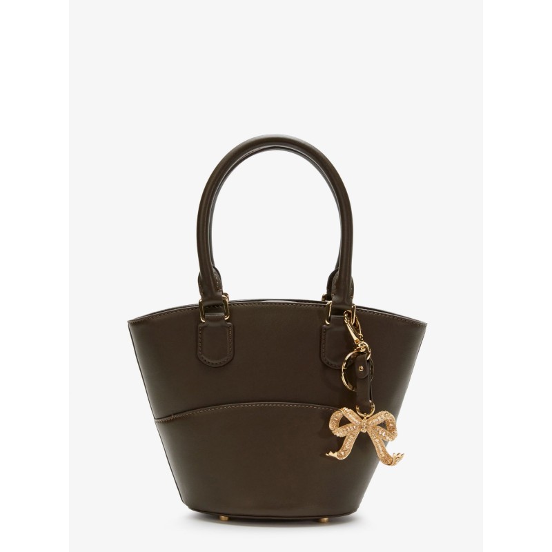 Leather shoulder bag with iconic charm