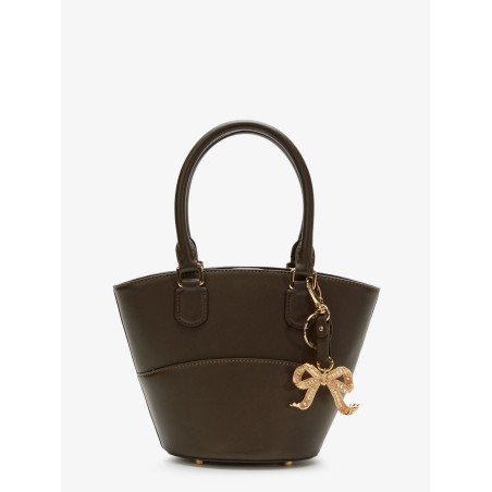 Leather shoulder bag with iconic charm