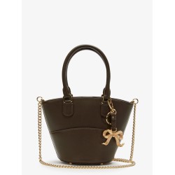 Leather shoulder bag with iconic charm