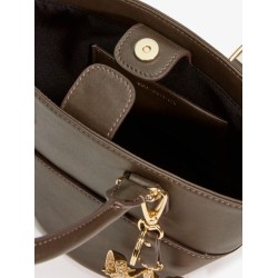 Leather shoulder bag with iconic charm