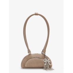 Suede shoulder bag with charms